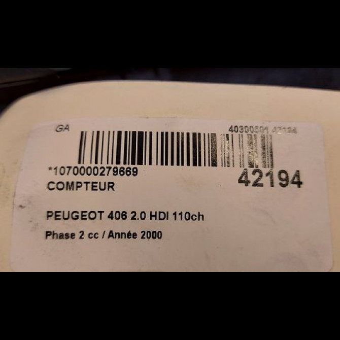 Compteur occasion PEUGEOT 406 Phase 2 04-1999->04-2004 2.0 HDI 110ch 6101PG 3
