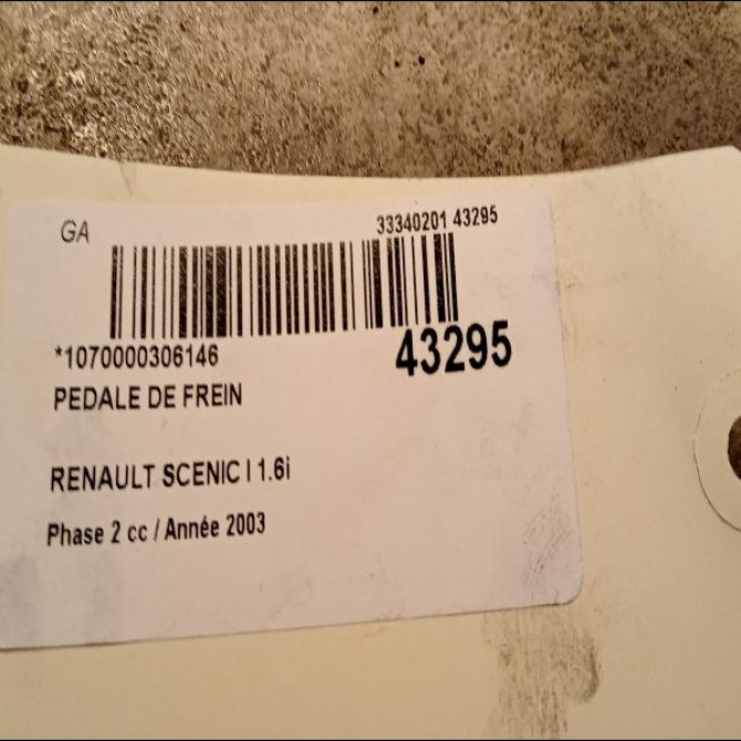 Pedale de frein occasion RENAULT SCENIC I Phase 2 08-1999->06-2003 1.6i 107ch 7700431118 2