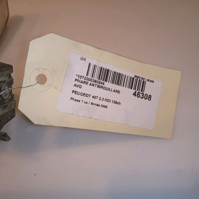 Phare antibrouillard avant gauche occasion PEUGEOT 407 Phase 1 04-2004->07-2008 2.0 HDI 136ch 6208L3 4