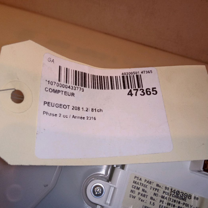 Compteur occasion PEUGEOT 208 Phase 2 04-2015->... 1.2i 81ch 9822633180 4