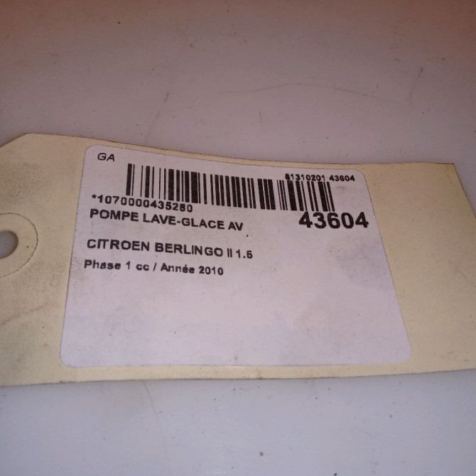 Pompe lave-glace avant occasion CITROEN BERLINGO II Phase 1 05-2008->01-2012 1.6 HDI 16v 75ch 6434A9 5