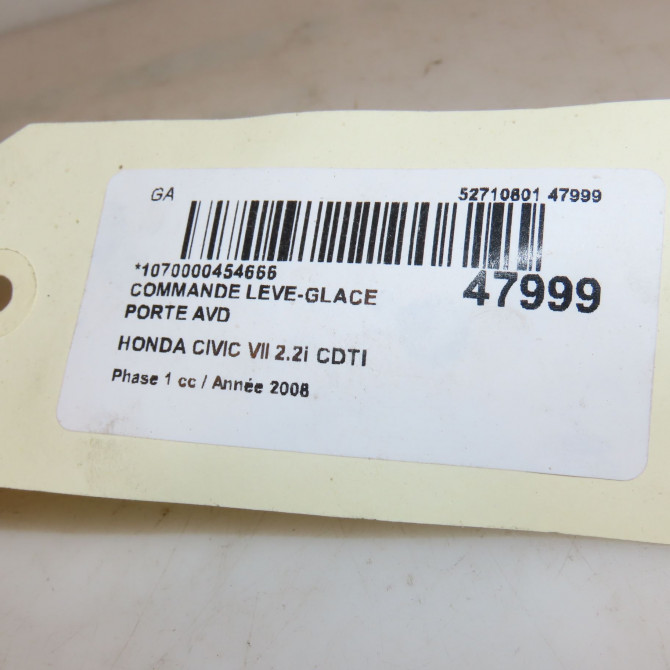 Commande lève-glace porte avant droite occasion HONDA CIVIC VII Phase 1 01-2006->09-2008 2.2i CDTI 4