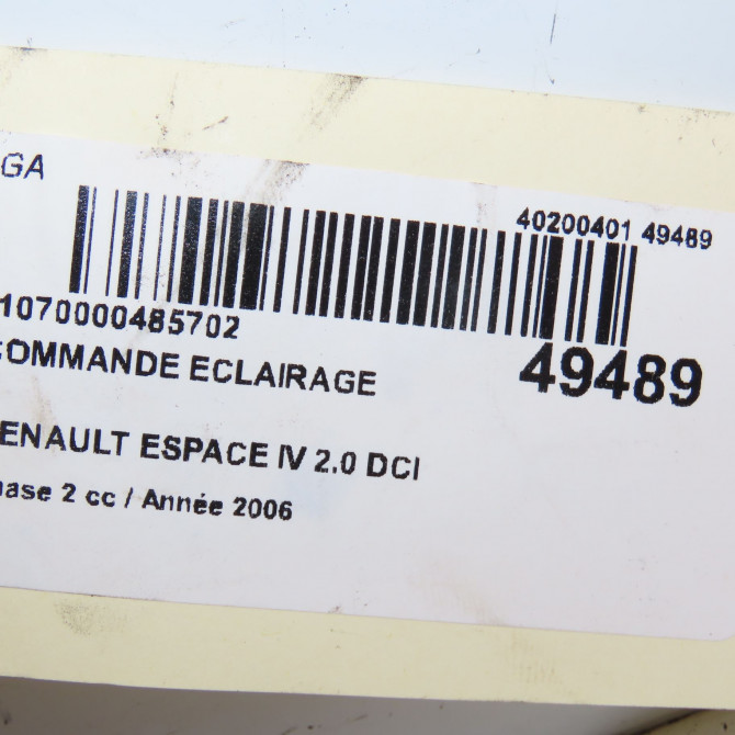 Commande eclairage occasion RENAULT ESPACE IV Phase 2 03-2006->07-2012 2.0 DCI 150ch 8200110132 4