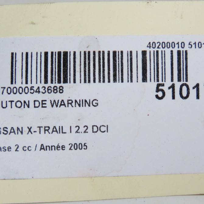 Bouton de warning occasion NISSAN X-TRAIL I Phase 2 01-2004->11-2007 2.2 DCI 5