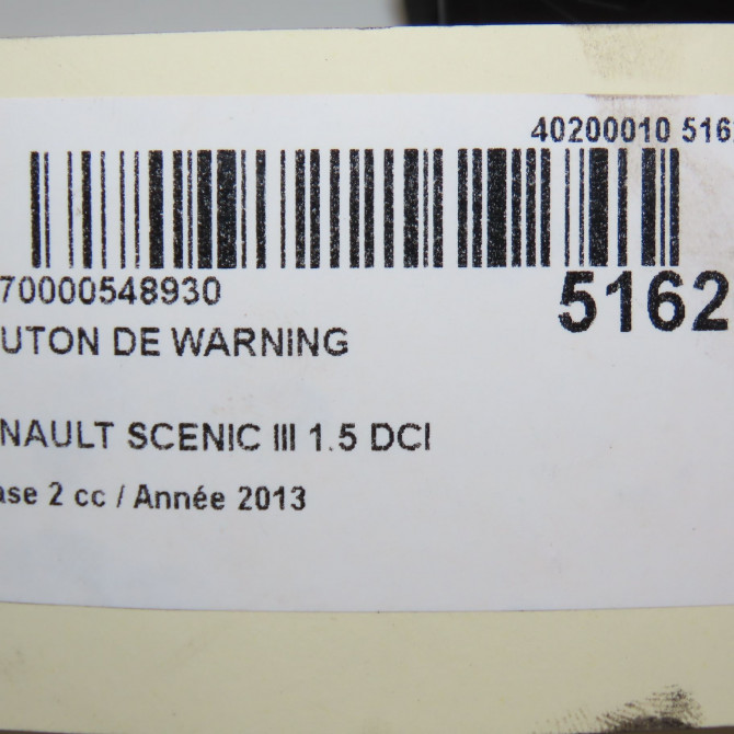 Bouton de warning occasion RENAULT SCENIC III Phase 2 12-2011->03-2013 1.5 DCI 110ch 252100502R 4