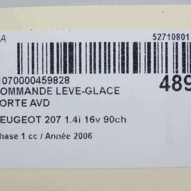Commande lève-glace porte avant droite occasion PEUGEOT 207 Phase 1 04-2006->06-2013 1.4i 16v 90ch 6554QP 5