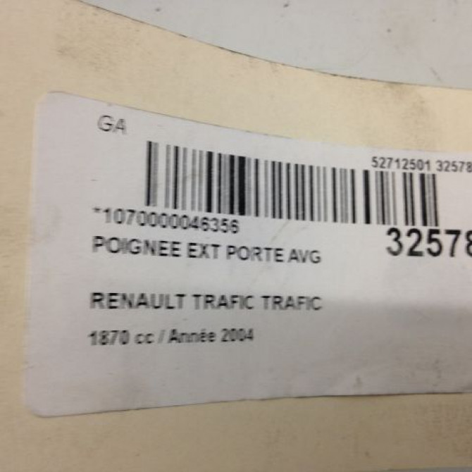 Poignee ext porte avg occasion RENAULT TRAFIC II Phase 1 10-2001->08-2006 1.9 DCI 82ch 805064407R 4