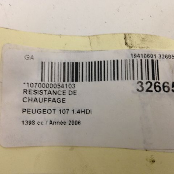 Resistance de chauffage occasion PEUGEOT 107 Phase 1 06-2005->12-2008 1.4 HDI 6462R9 3