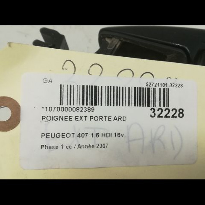 Poignee ext porte ard occasion PEUGEOT 407 Phase 1 04-2004->07-2008 2.0 HDI 136ch 9101ER 3