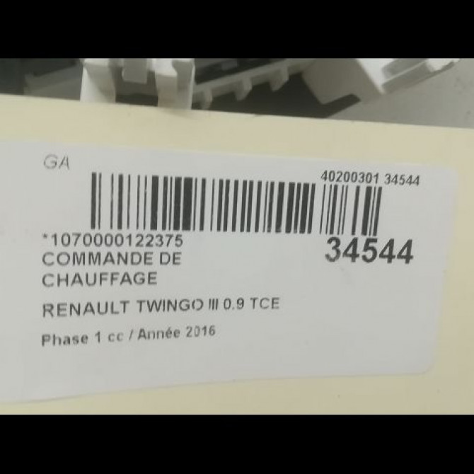 Commande de chauffage occasion RENAULT TWINGO III Phase 1 06-2014->... 0.9 TCE 12v 90ch 275706695R 3
