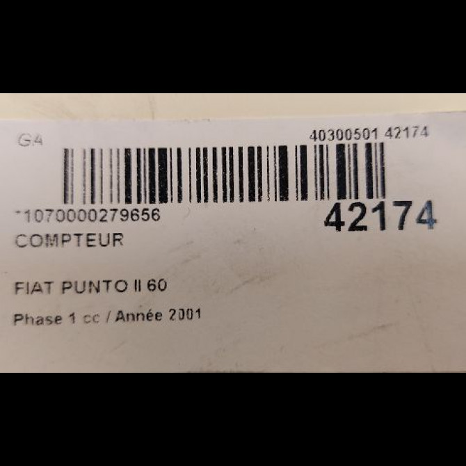 Compteur occasion FIAT PUNTO II Phase 1 10-1999->05-2003 60 46812961 3