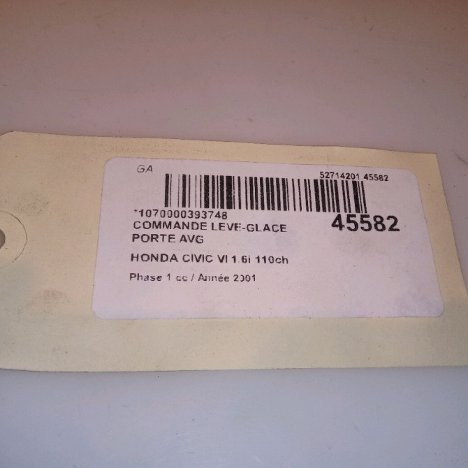 Commande lève-glace porte avant gauche occasion HONDA CIVIC VI Phase 1 03-2001->12-2003 1.6i 110ch 35750S6AG01ZA 5