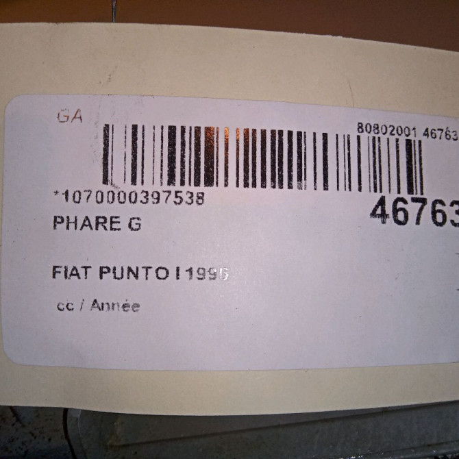 Phare gauche occasion FIAT PUNTO I Phase 1 11-1993->10-1999 1.1i 54ch 46402650 4