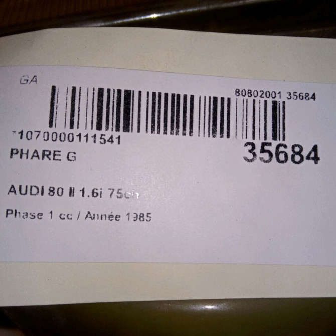 Phare gauche occasion AUDI 146 Phase 1 04-1995->04-1999 1.6i 75ch 4