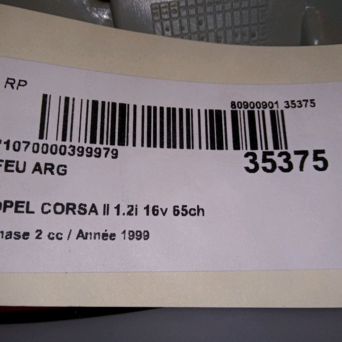 Feu arrière gauche occasion OPEL CORSA II Phase 2 04-1997->10-2000 1.2i 16v 65ch 90444809 4