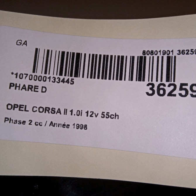 Phare droit occasion OPEL CORSA II Phase 2 04-1997->10-2000 1.0i 12v 55ch 90444787 4