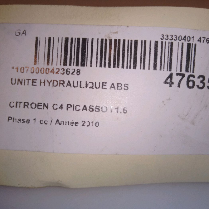 Unité hydraulique ABS occasion CITROEN C4 PICASSO I Phase 1 01-2007->10-2013 1.6 HDi 16v 110ch 4541WP 6