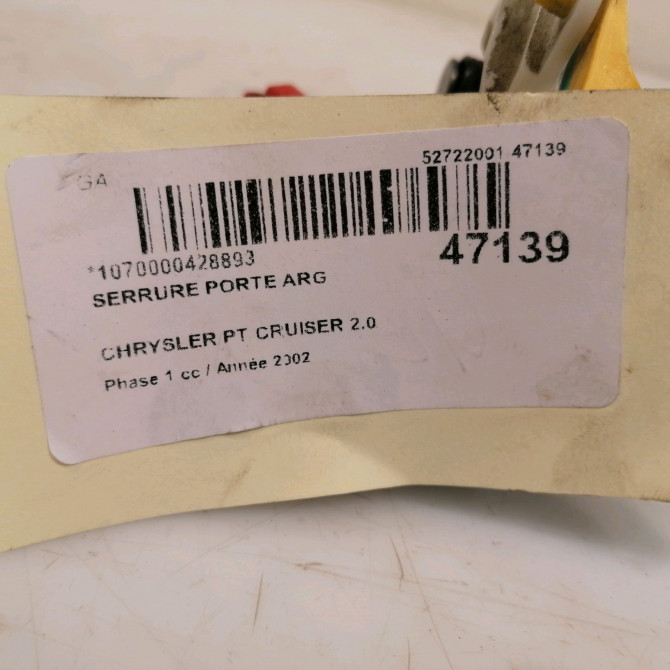 Serrure porte arg occasion CHRYSLER PT CRUISER Phase 1 09-2000->12-2005 2.0 141ch 5027075AC 3
