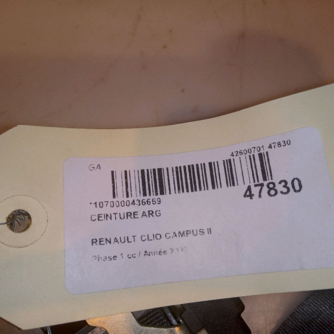 Ceinture arrière gauche occasion RENAULT CLIO CAMPUS II Phase 1 07-2006->07-2009 1.5 DCI 65ch 8200620387 5