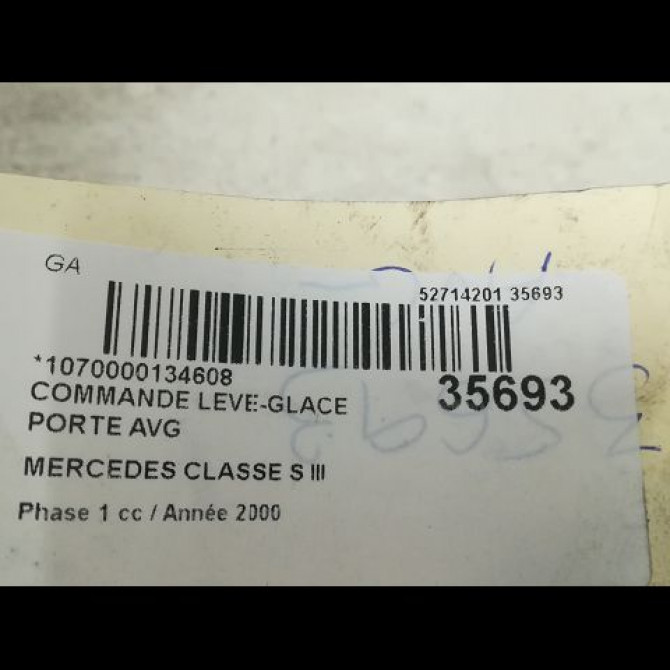Commande lève-glace porte avant gauche occasion MERCEDES CLASSE S III Phase 1 10-1998->09-2005 S600 367ch 22082171517C45 3