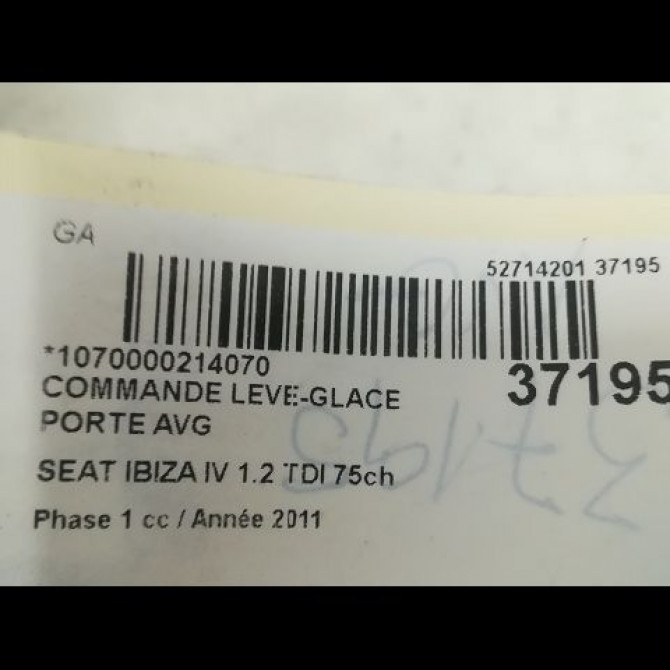 Commande lève-glace porte avant gauche occasion SEAT IBIZA IV Phase 1 05-2008->01-2012 1.2 TDI 75ch 1K4959857CREH 3