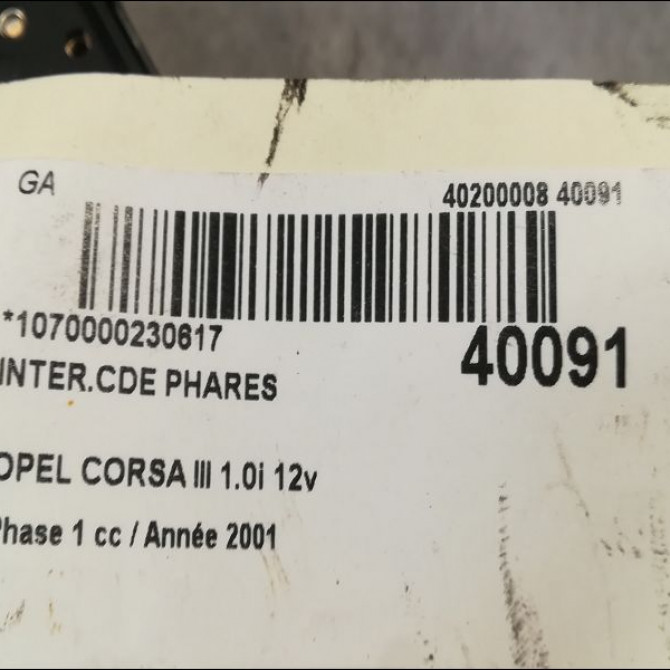 Interrupteur commande de phares occasion OPEL CORSA III Phase 1 10-2000->08-2003 1.0i 12v 9185413 3