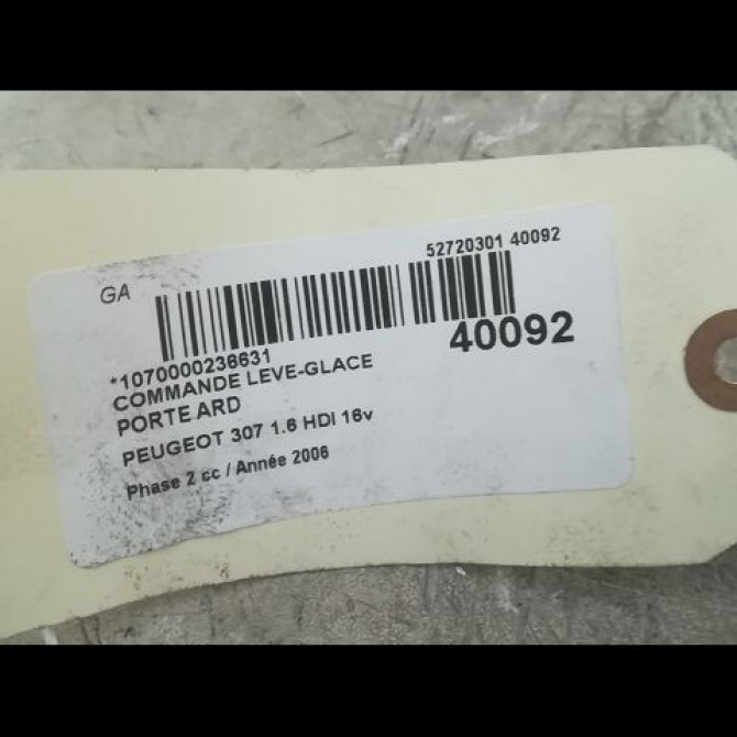 Commande leve-glace porte arrière droite occasion PEUGEOT 307 Phase 2 06-2005->03-2008 1.6 HDI 16v 110ch 6554E8 3