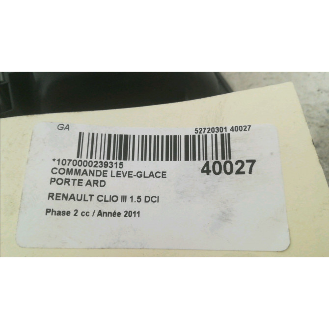 Commande leve-glace porte arrière droite occasion RENAULT CLIO III Phase 2 03-2009->12-2014 1.5 DCI 75ch 8200214936 3