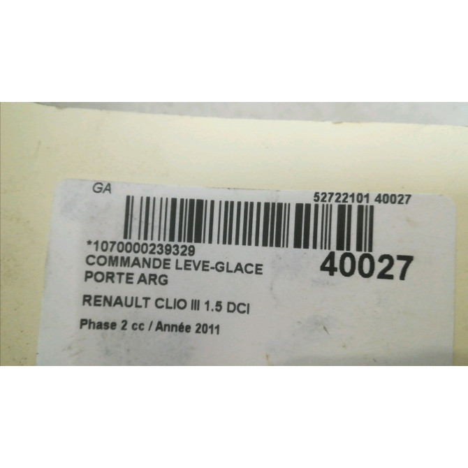 Commande leve-glace porte arrière gauche occasion RENAULT CLIO III Phase 2 03-2009->12-2014 1.5 DCI 75ch 8200214936 3
