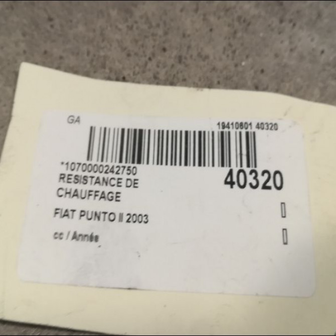 Resistance de chauffage occasion FIAT PUNTO II 46770818 3