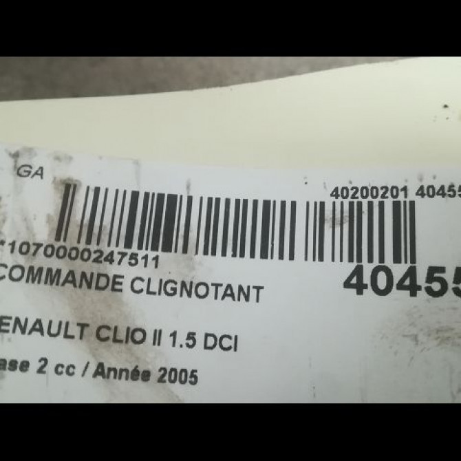 Commande clignotant occasion RENAULT CLIO II Phase 2 06-2001->07-2006 1.5 DCI 65ch 7701066570 3