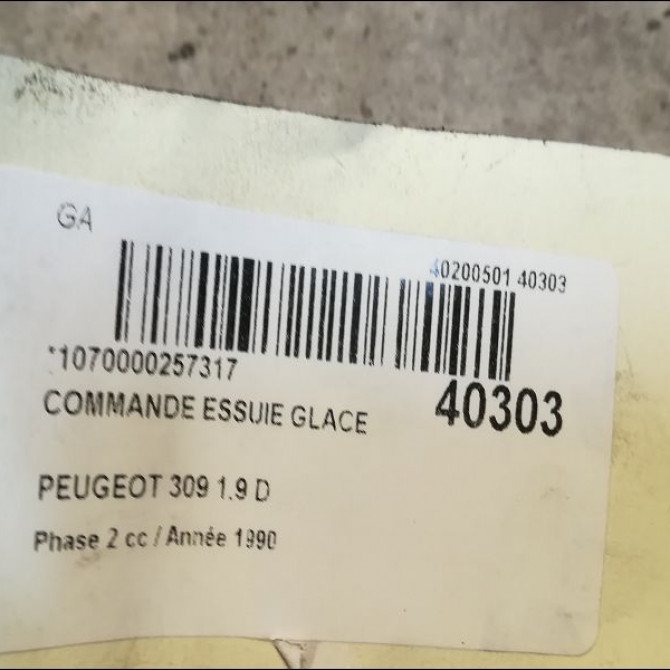 Commande essuie glace occasion PEUGEOT 309 Phase 2 07-1989->12-1993 1.9 D 3