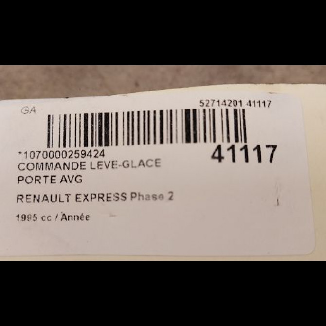 Commande lève-glace porte avant gauche occasion RENAULT EXPRESS Phase 2 09-1994->09-1997 3