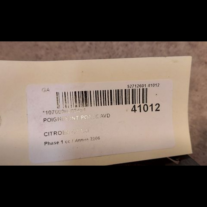 Poignee int porte avd occasion CITROEN C2 Phase 1 09-2003->10-2008 1.4i 9144A7 2
