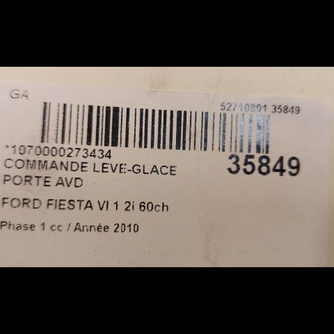 Commande lève-glace porte avant droite occasion FORD FIESTA VI Phase 1 10-2008->11-2012 1.2i 60ch Ambiente 1823466 3