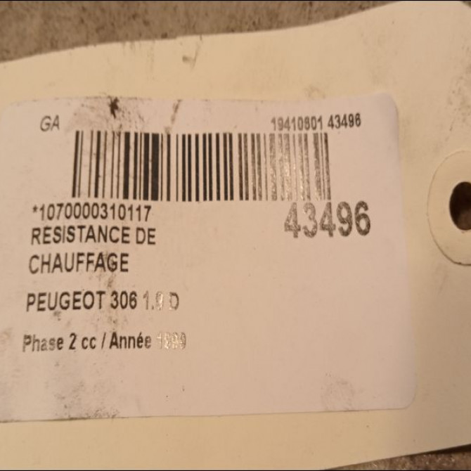 Resistance de chauffage occasion PEUGEOT 306 Phase 2 04-1997->03-2002 1.9 D 6450P7 3