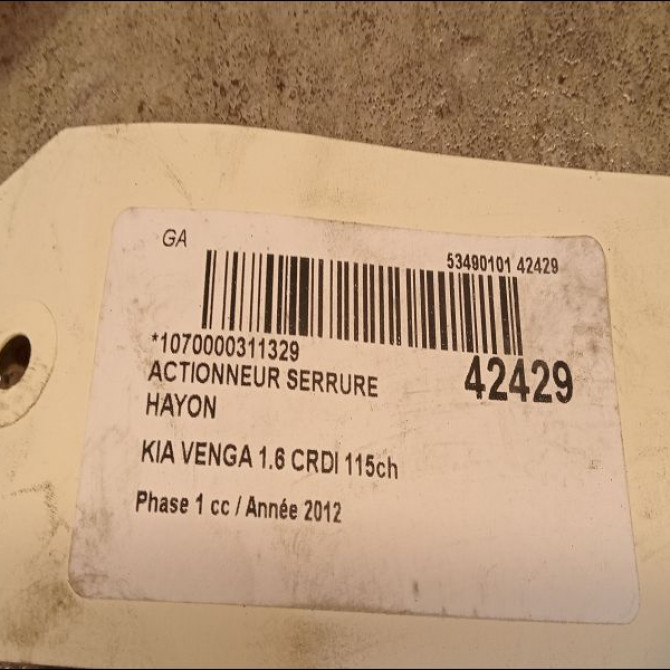 Actionneur serrure hayon occasion KIA VENGA Phase 1 04-1995->04-1999 1.6 CRDI 115ch 3