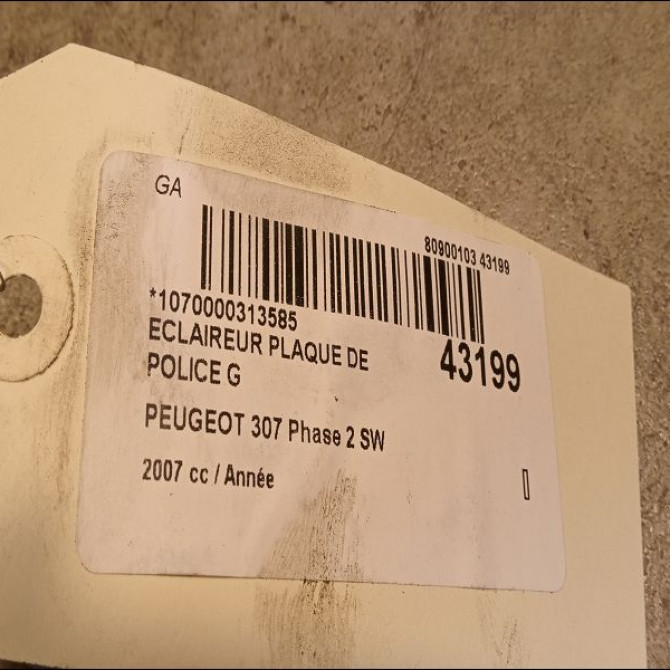 Eclaireur plaque de police g occasion PEUGEOT 307 Phase 2 SW 06-2005->07-2008 6340A3 2