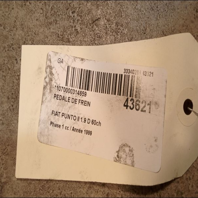 Pedale de frein occasion FIAT PUNTO II Phase 1 10-1999->05-2003 1.9 D 60ch 46554491 2