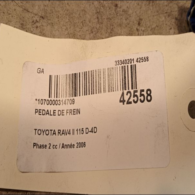 Pedale de frein occasion TOYOTA RAV4 II Phase 2 10-2003->12-2005 115 D-4D 4710142090 2
