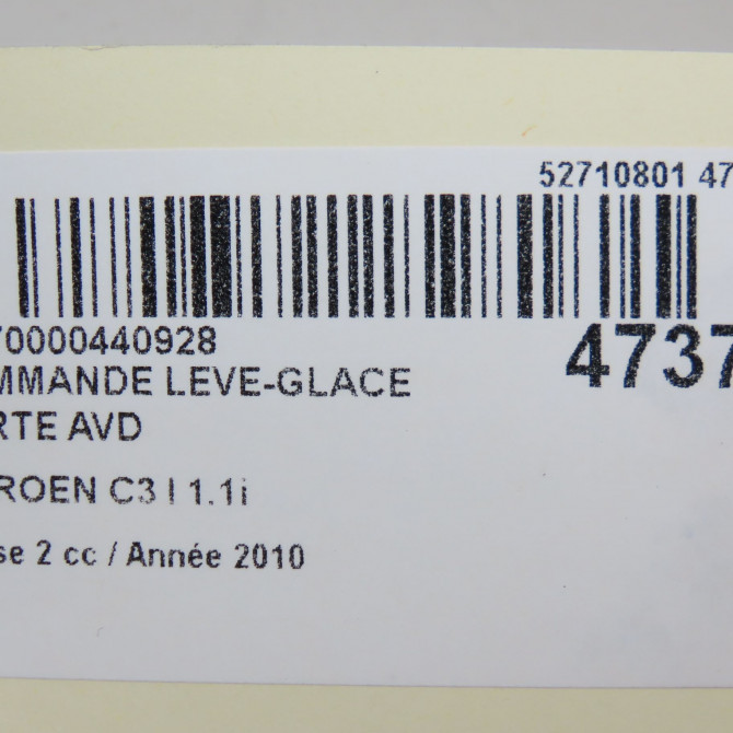 Commande lève-glace porte avant droite occasion CITROEN C3 I Phase 2 10-2005->12-2010 1.1i 4