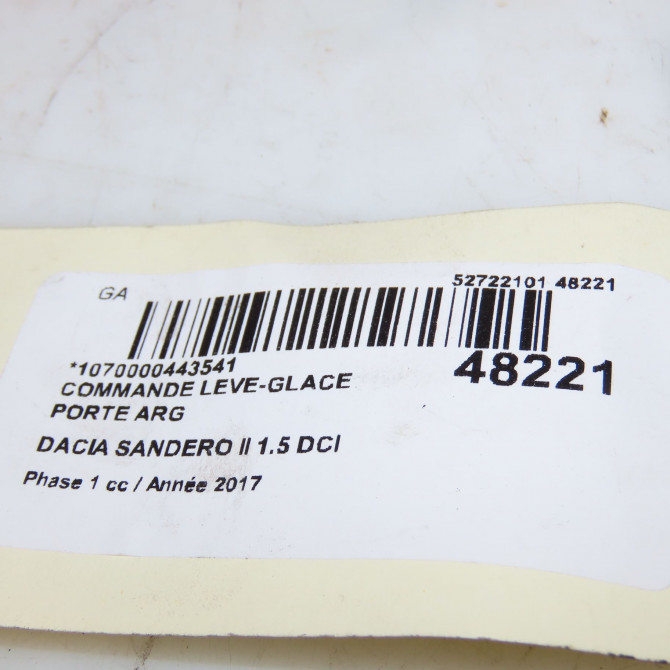 Commande leve-glace porte arrière gauche occasion DACIA SANDERO II Phase 1 10-2012->... 1.5 DCI 90ch 3