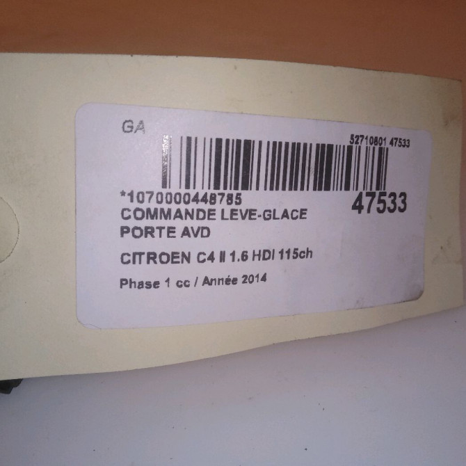 Commande lève-glace porte avant droite occasion CITROEN C4 II Phase 1 10-2010->01-2015 1.6 HDI 115ch 6490JY 4