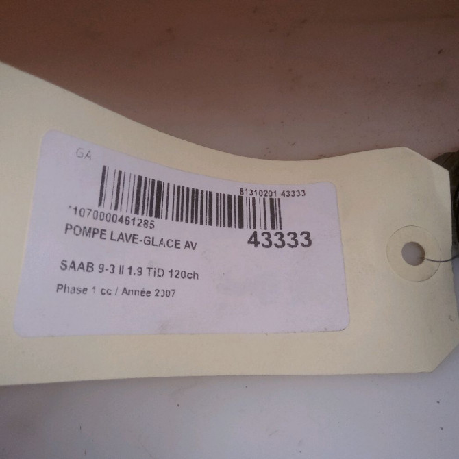 Pompe lave-glace avant occasion SAAB 9-3 II Phase 1 09-2005->09-2007 1.9 TiD 120ch 12802441 5