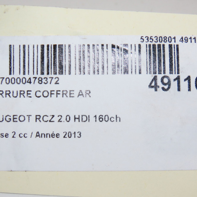 Serrure coffre arrière occasion PEUGEOT RCZ Phase 2 09-2012->... 2.0 HDI 160ch 8719G8 5