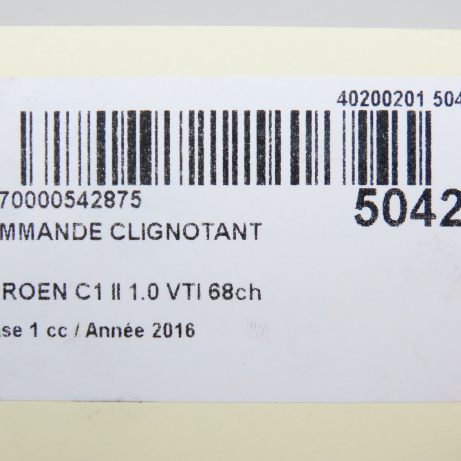 Commande clignotant occasion CITROEN C1 II Phase 1 06-2014->... 1.0 VTI 68ch B000796480 3