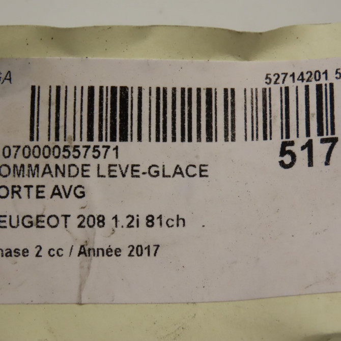 Commande lève-glace porte avant gauche occasion PEUGEOT 208 Phase 2 04-2015->... 1.2i 81ch 98242539ZD 6