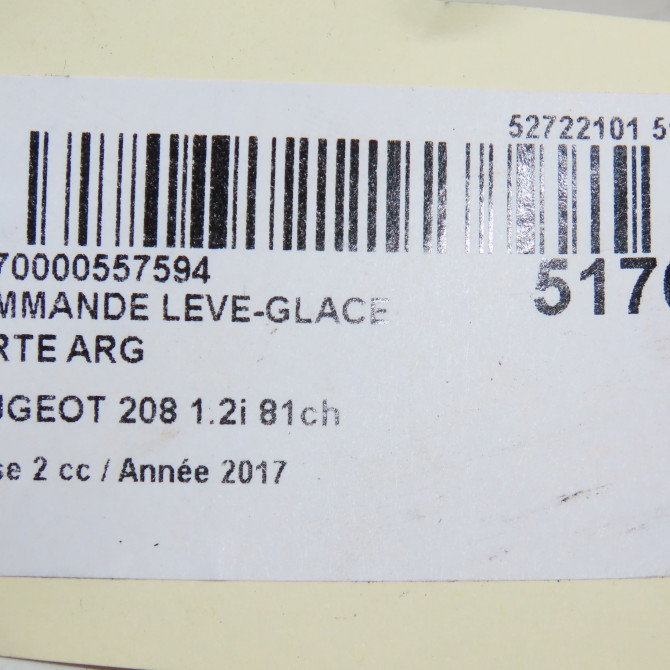 Commande leve-glace porte arrière gauche occasion PEUGEOT 208 Phase 2 04-2015->... 1.2i 81ch 98242552ZD 5