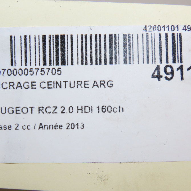 Ancrage ceinture arrière gauche occasion PEUGEOT RCZ Phase 2 09-2012->... 2.0 HDI 160ch 8976A1 6