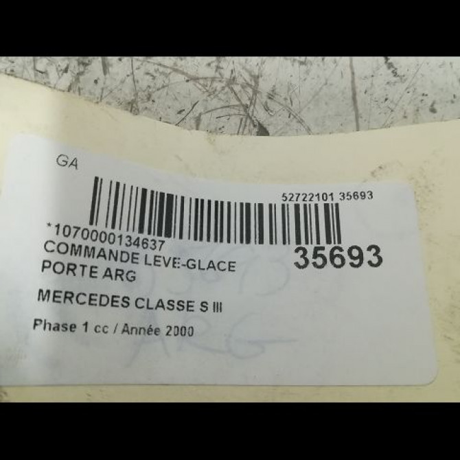 Commande leve-glace porte arrière gauche occasion MERCEDES CLASSE S III Phase 1 10-1998->09-2005 S600 367ch 22082012107C45 3